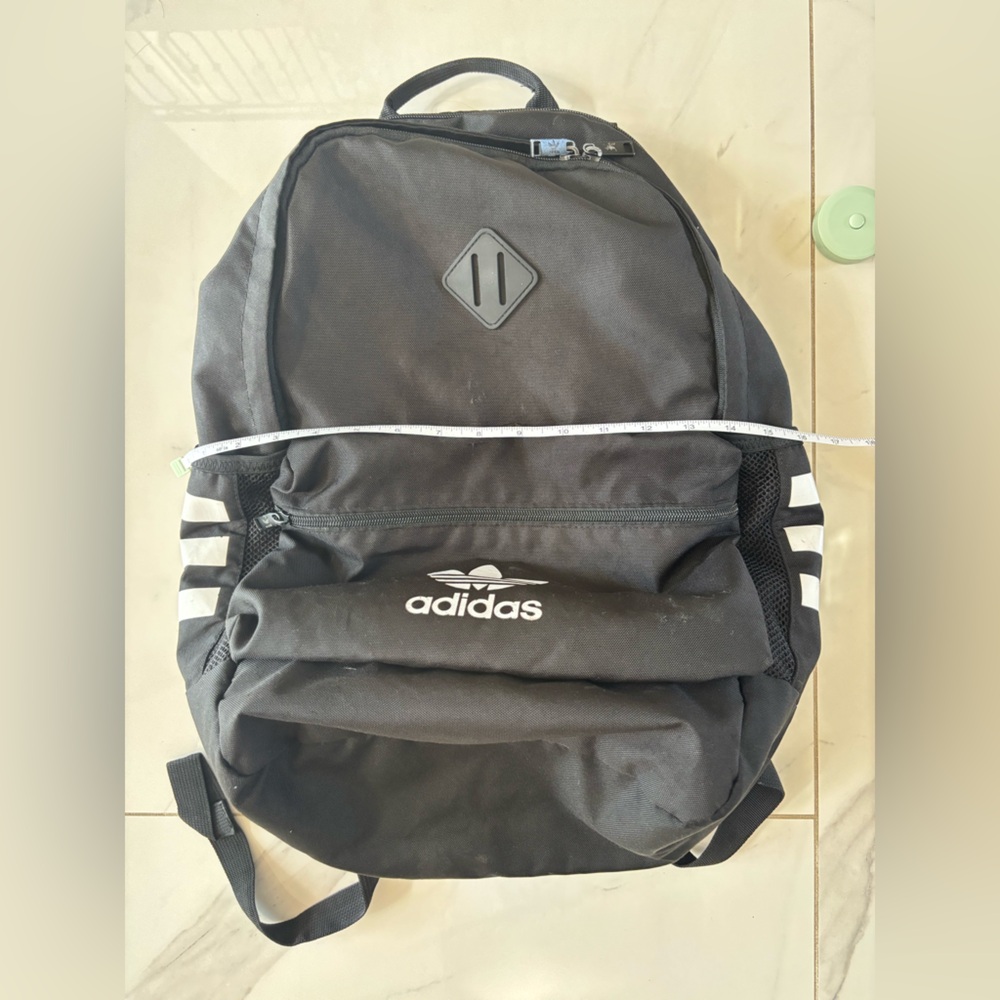 adidas Black Trefoil Logo Backpack with White Accents - Picture 12 of 13